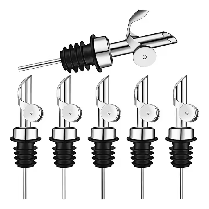 Colorful Gold Black Silver Liquor Olive Oil Pour Spout Shot Custom Logo Bottle Red Whisky Gold Stainless Steel Wine Pourer for Club Bar Party Home Kitchen