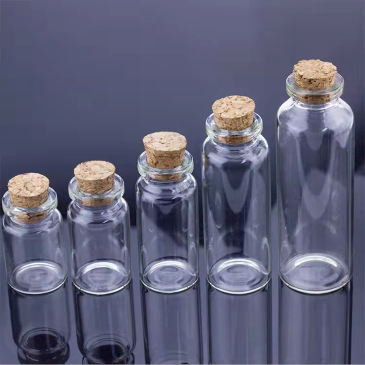 5ml - 20ml Small Glass Jars Message Vials with Lid Cheap Cork Stopper Bottle DIY Small Glass Bottle Mini Container 22 Diameter