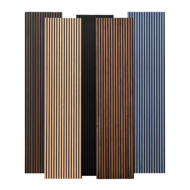 Luxury New Style Wooden Slat Panel Acoustic Soundproof Wall Panels Sound Absorbing Polyester Indoor Wood Wall Panels