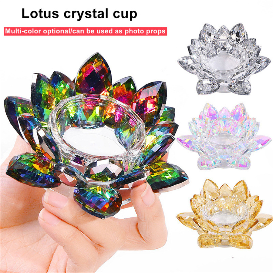 Nail Tools Symphony Aurora Crystal with Lid High Translucent Lotus Glass Pencil Washing Cup Crystal Nail Liquid Cup Crystal Cup Glass Cup