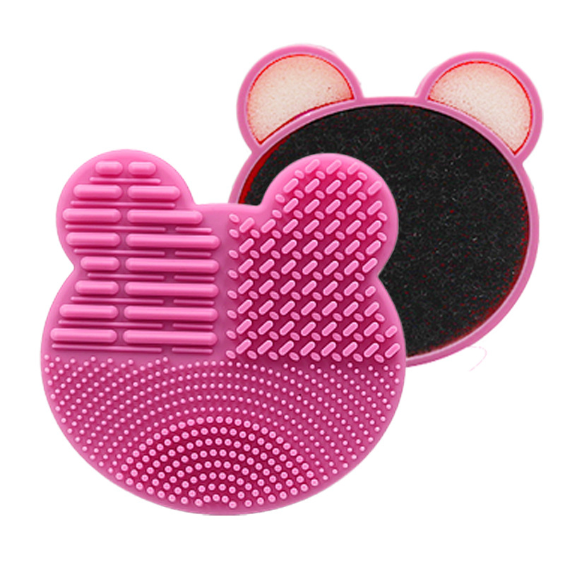 Bear Shape 2in1 Makeup Brushes Silicone Scrubber Mat Esg13917