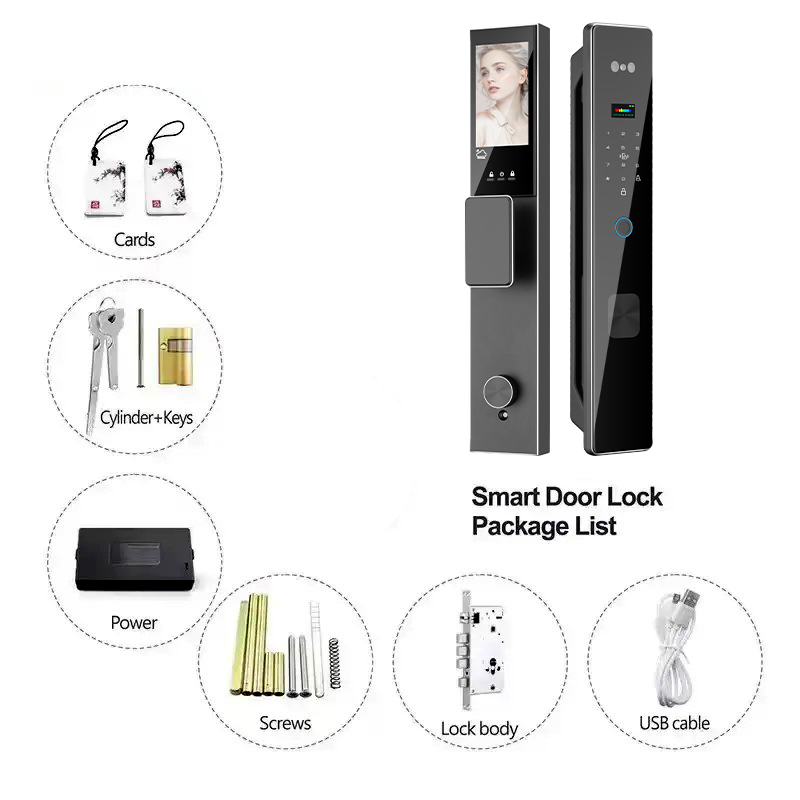 High Quality New Technology Tuya 3D Face Recognition Smart Door Lock with Camera and Fingerprint