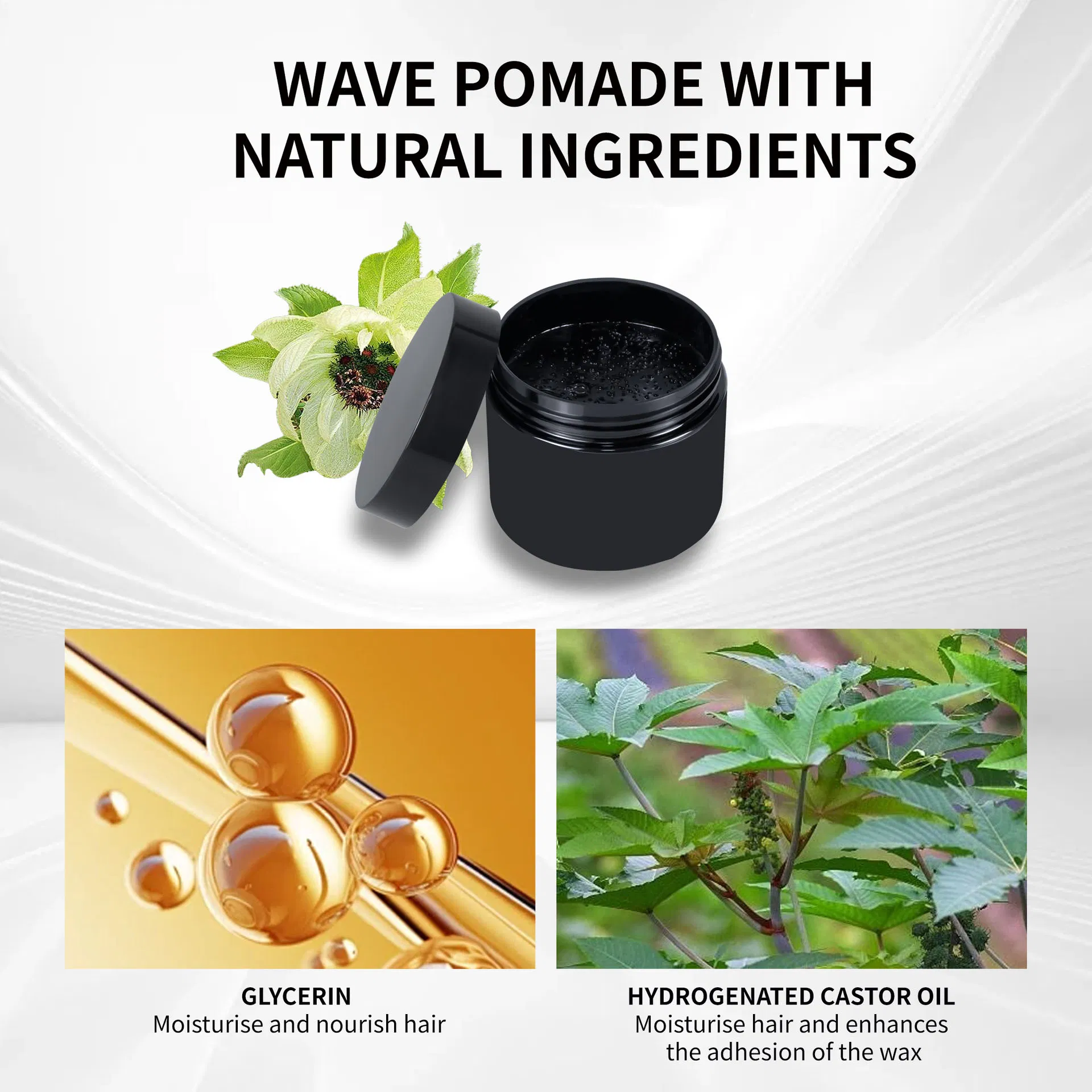 Strong Hold 150g Vegan Blue 360 Waves Pomade for Men Dry Hair Gel Pommade in Wax Form Wave Curl Wave Styling Wax
