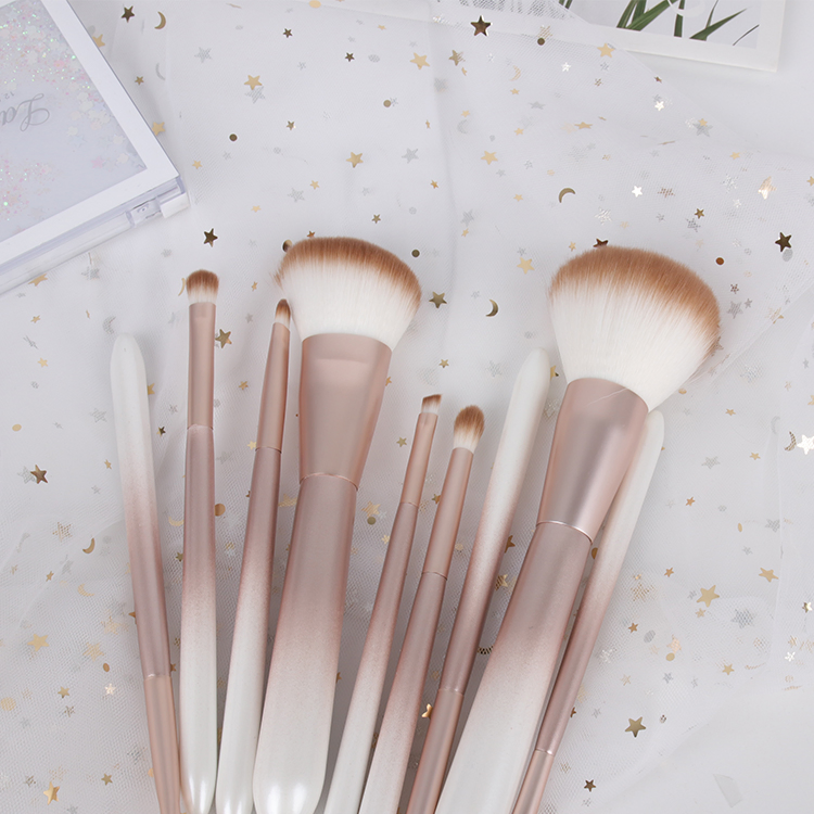 Light Pink Color Professional 9PCS Makeup Brushes Set Private Label Foundation Set