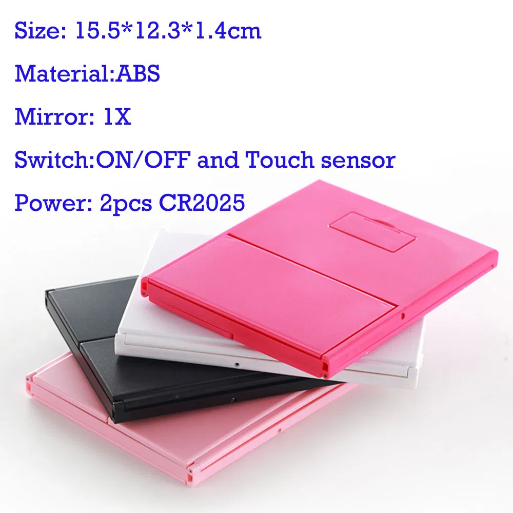 8 PCS LED Lighted 3 Folds Touch Sensor Makeup Mirror Used by Batteries