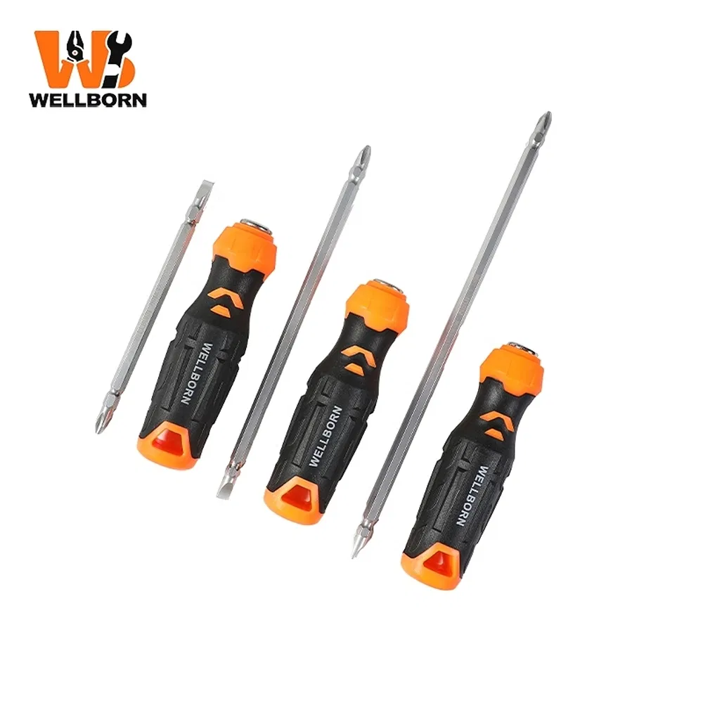 Portable Durable E-002 Tire-Pattern Handle Detachable Bit Screwdriver for Appliance Repair