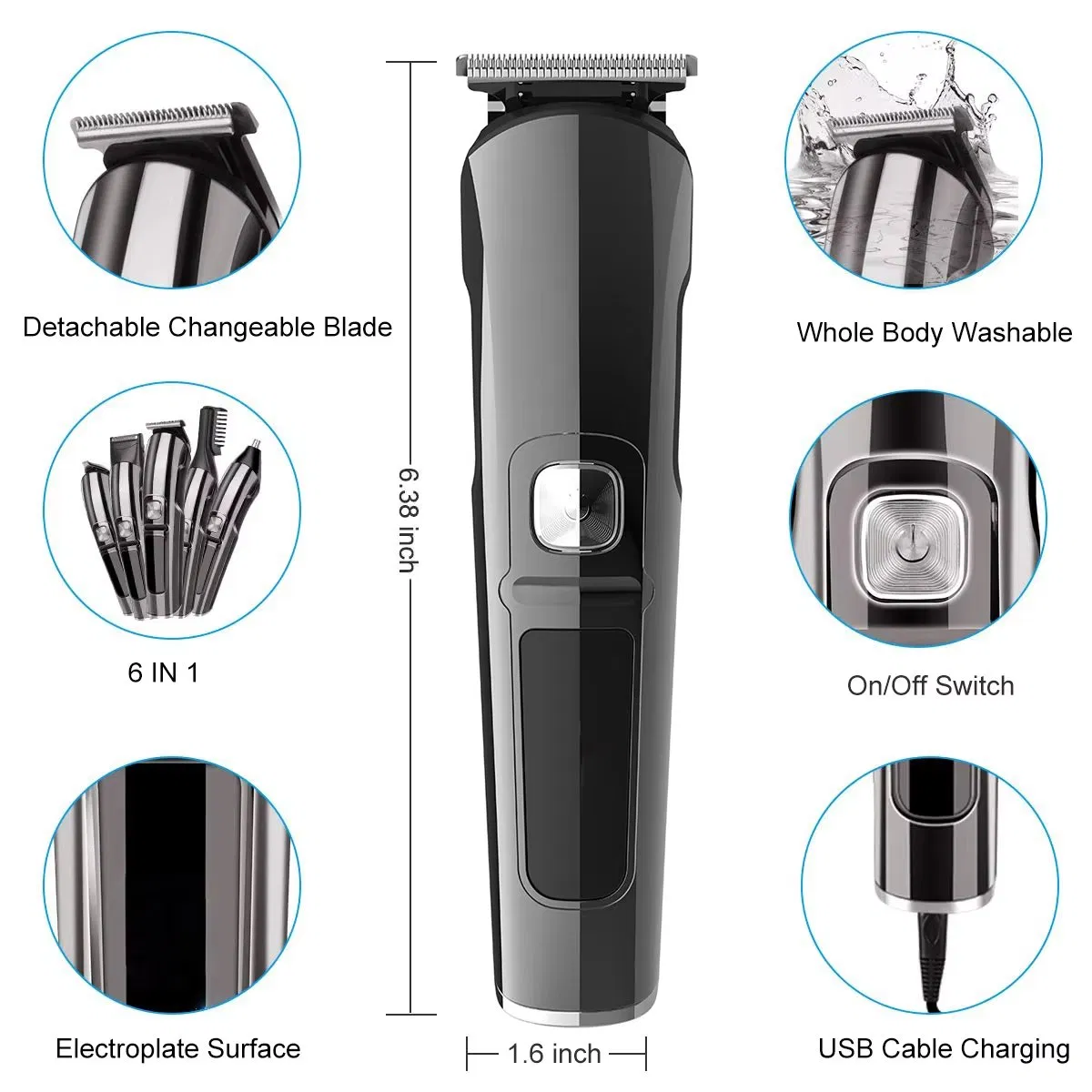 Rechargeable Body Super Grooming Hair Trimmer Kit Hair Clippers Cutting Set