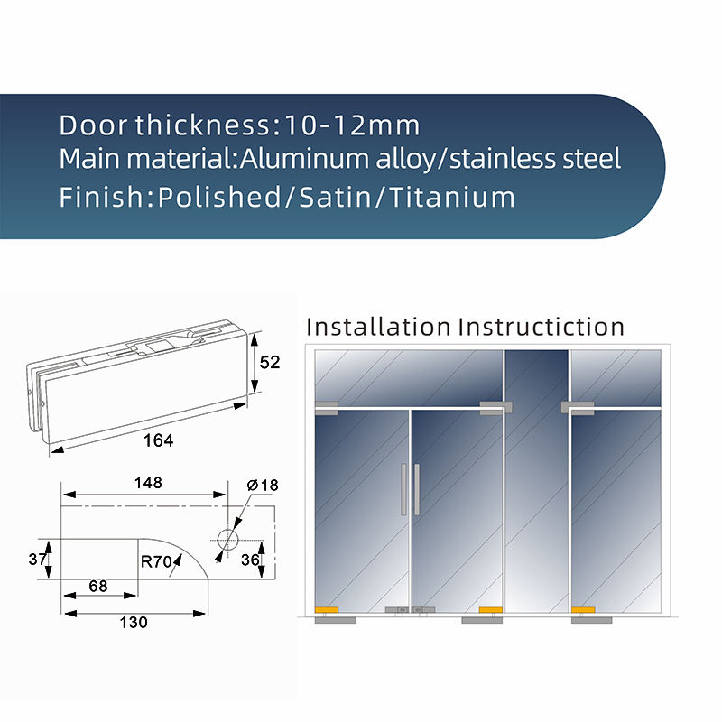 Stainless Steel 304 Bottom Clip Glass Door High Quality Patch Fitting