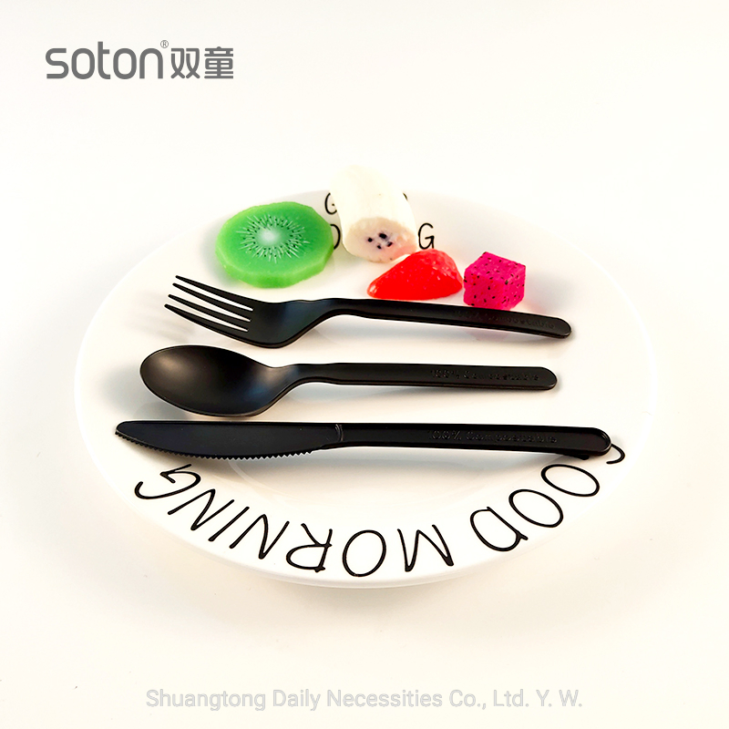 Biodegradable Cpla Fork Eco-Friendly Dinnerware Black Fork