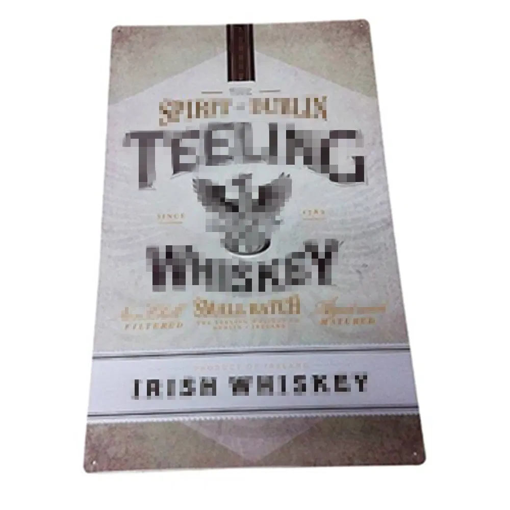 Custom Embossed Tinplate Advertising Rectangle Metal Poster Plate Tin Sign for Beverage