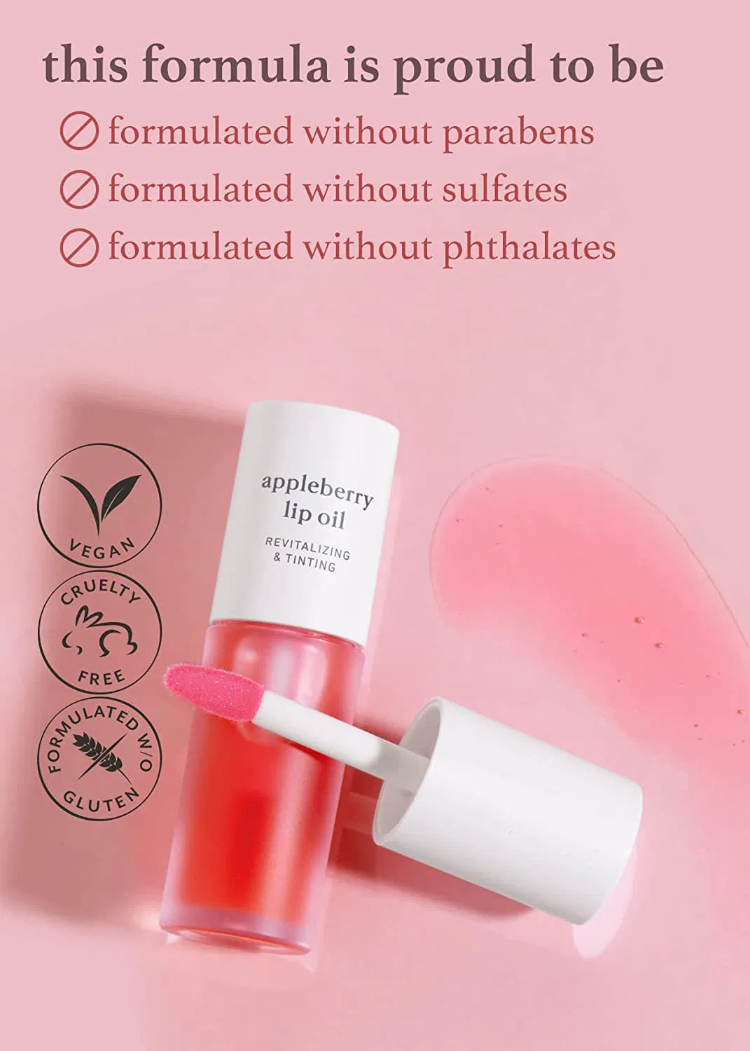 Natural Vegan Korean Apple Berry Lip Oil to Soothe Dry Lips Lip Gloss Oil