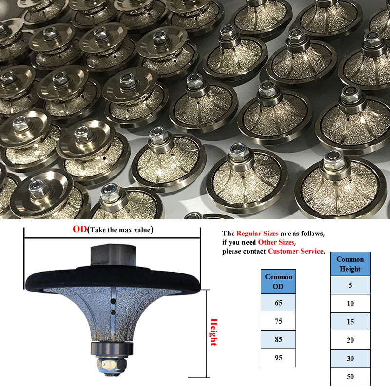 Diamond Ogee 65mm Hand Grinding Profile Wheels Pattern Router Bits for Stone Edging
