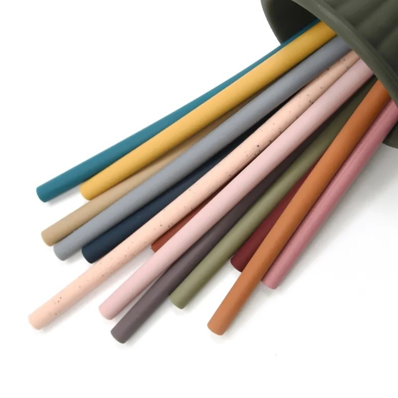 Durable Folding Reusable Travel Silicone Bend Straw Juice Milk Drinking Straws