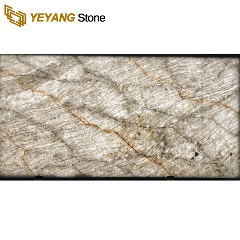 Yeyang Backlit/Translucent Stone Quartz for Bar/Island/Counter/Hotel/Reception Desk Countertop Artificial Grey Quartz Supplier
