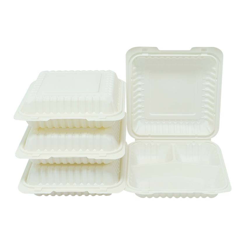 Take out Food Container Disposable Clamshell Box Biodegradable Cornstarch Tableware