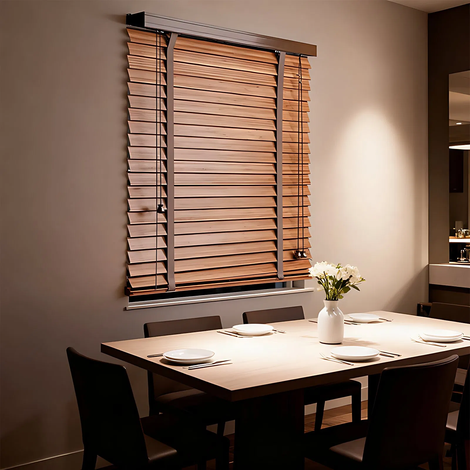 Ready Made Timber Blinds Air Ventilation Horizontal Faux Wood Blinds PVC Vinyl Blinds for The Living Room Custom Window Blinds