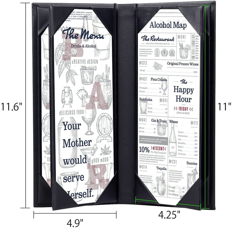 Supply Restaurant Menu Cover Faux Leather Menu Holder for Hotel