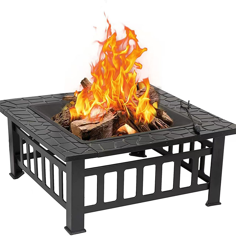 BBQ Fire Pit, Outdoor Courtyard Barbecue and Bonfire Dual-Purpose Fire Pit Table