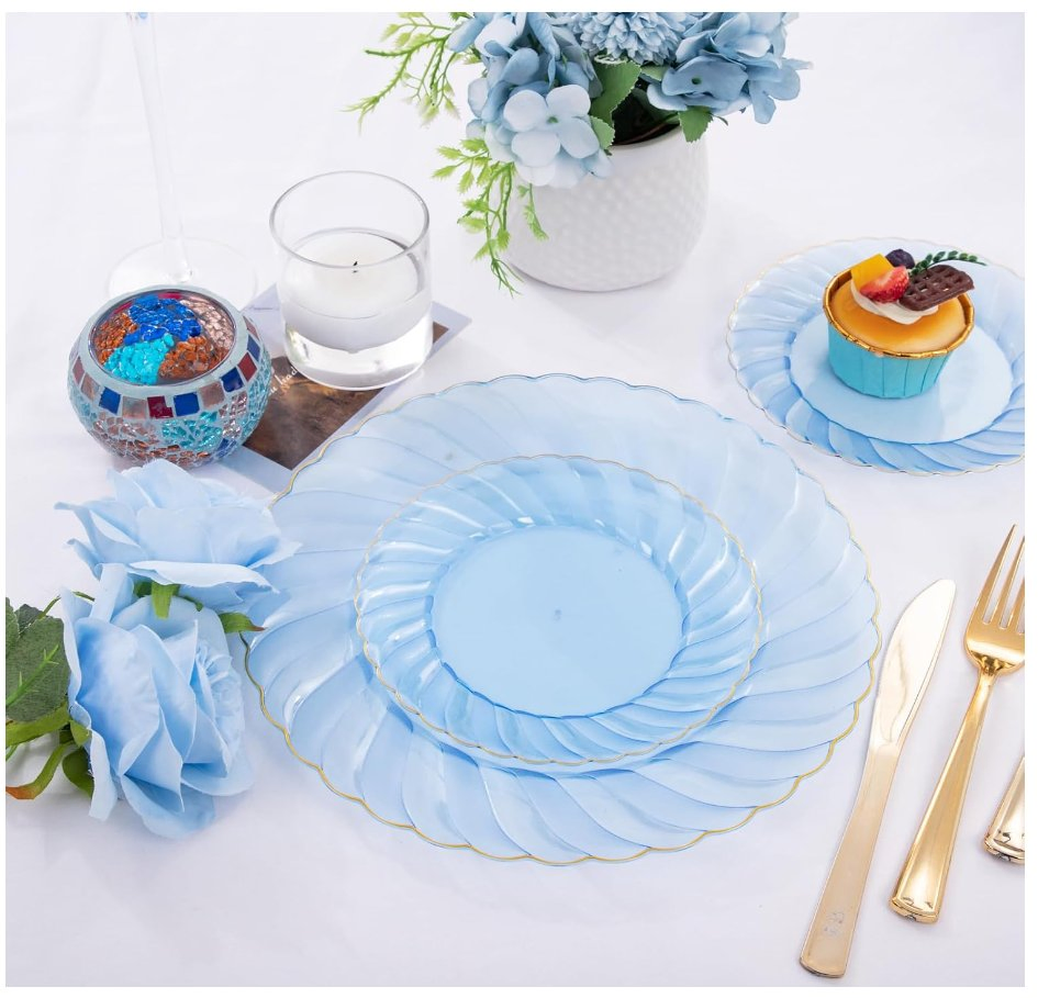 Custom Logo Printing Serving Plastic Party Dinnerware Round Dinner Tableware Wedding Plates Disposable