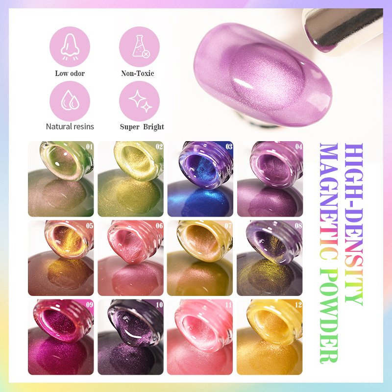 R S Nail Custom Logo Nail Gel Polish Vegan Semi Permanent Shiny Magnetic Fruit Cat Eye Gel Polish Set