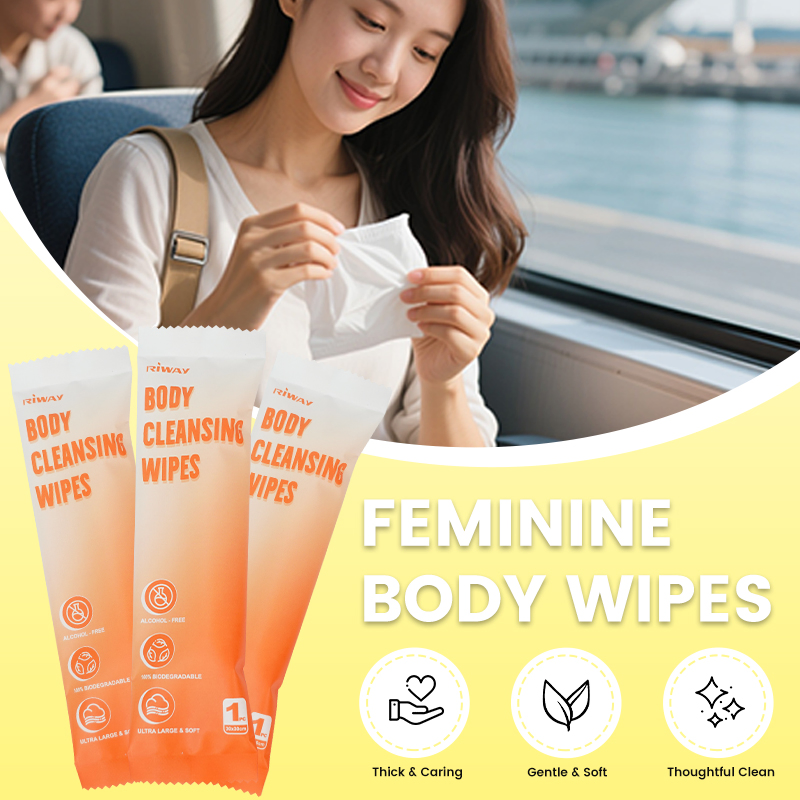 Individually Wrapped High Weight Flushable Customizable Feminine Body Wipes for Travel Gym