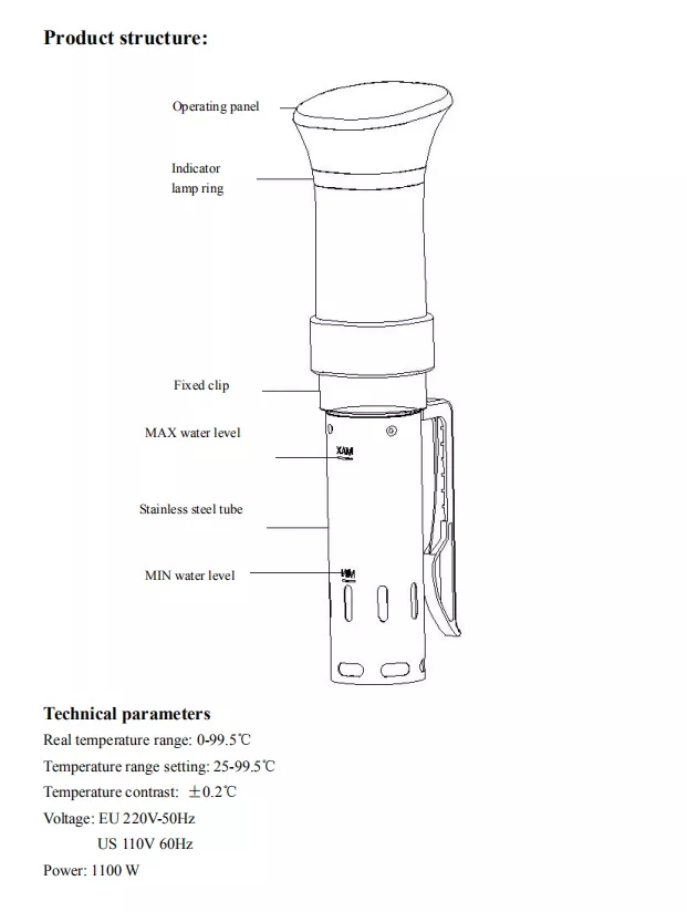 Tuya WiFi Stainless Food Grade Slow Cooker Sous Vide Stick Work with Smartlife with LED Touch Screen