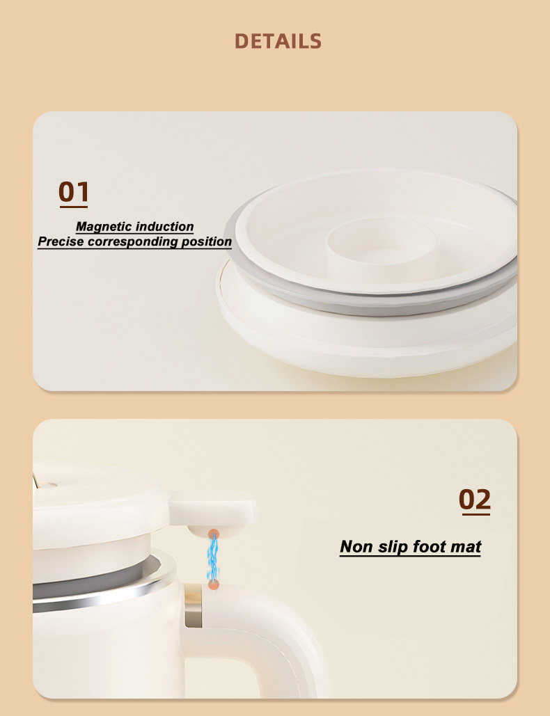 Portable Electric Kettle with Detachable Supply Cord Mini Size Multi-Function Kettle with Blending Blades for Juicer Soybean Milk Machine
