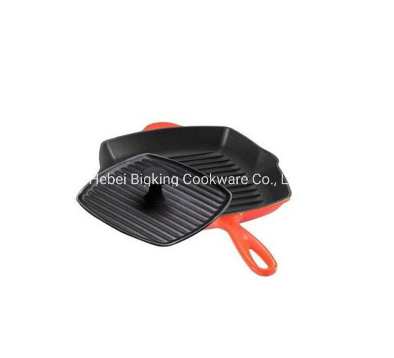 Пресс для стейков из чугуна с красной эмалью