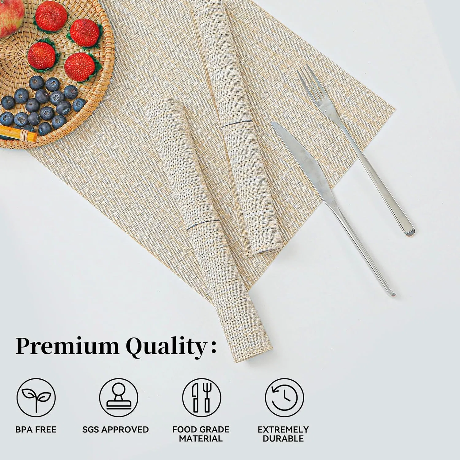 Washable Durable PVC Woven Heat Resistant Non-Slip Placemat