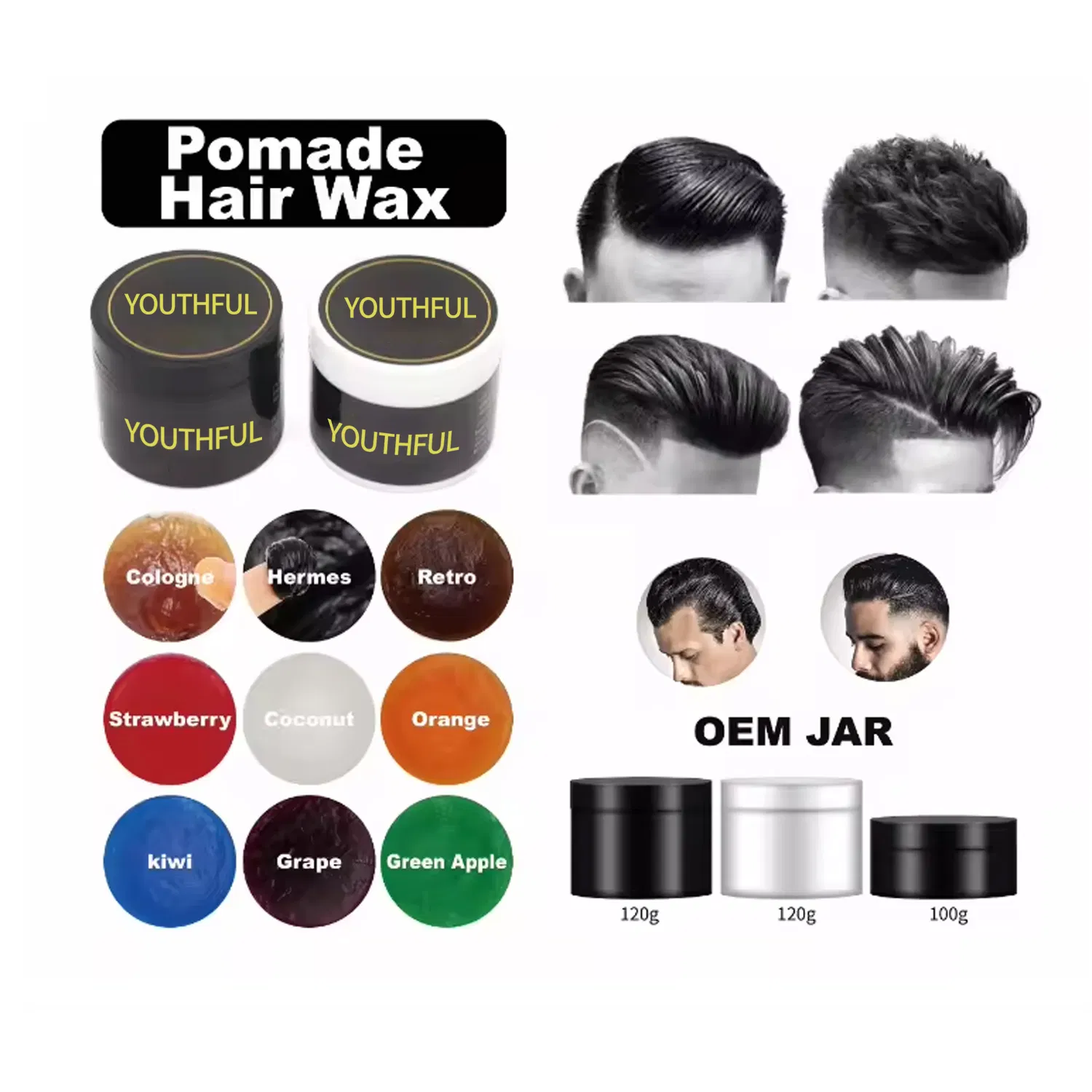 Water Base Strong Firm Hold Matte Men Hair Pomade Wax