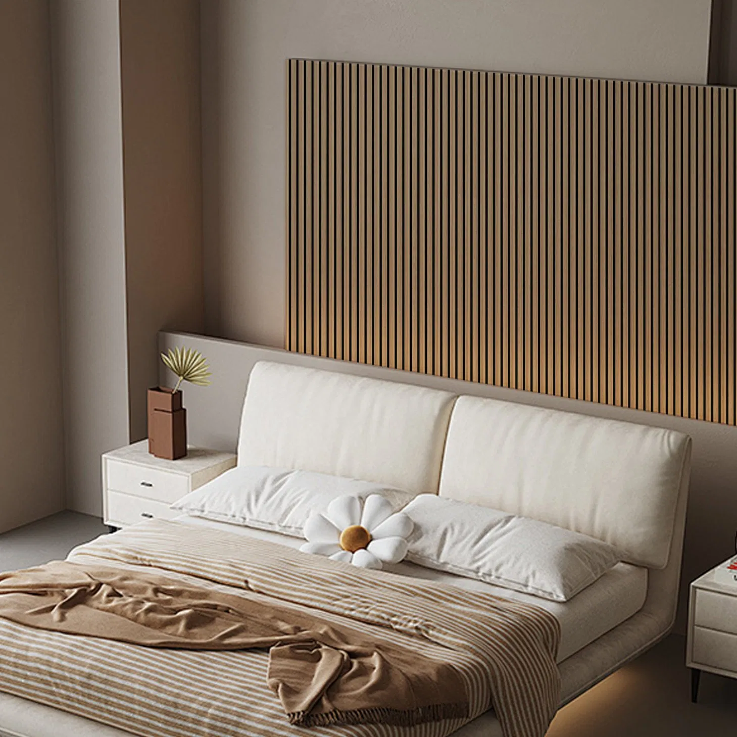 Eco-Friendly 600*2400mm Class a Striped Laminated Walnut Solid Curved Oak Flexible Fiber Board Headboard Accoustic Panels