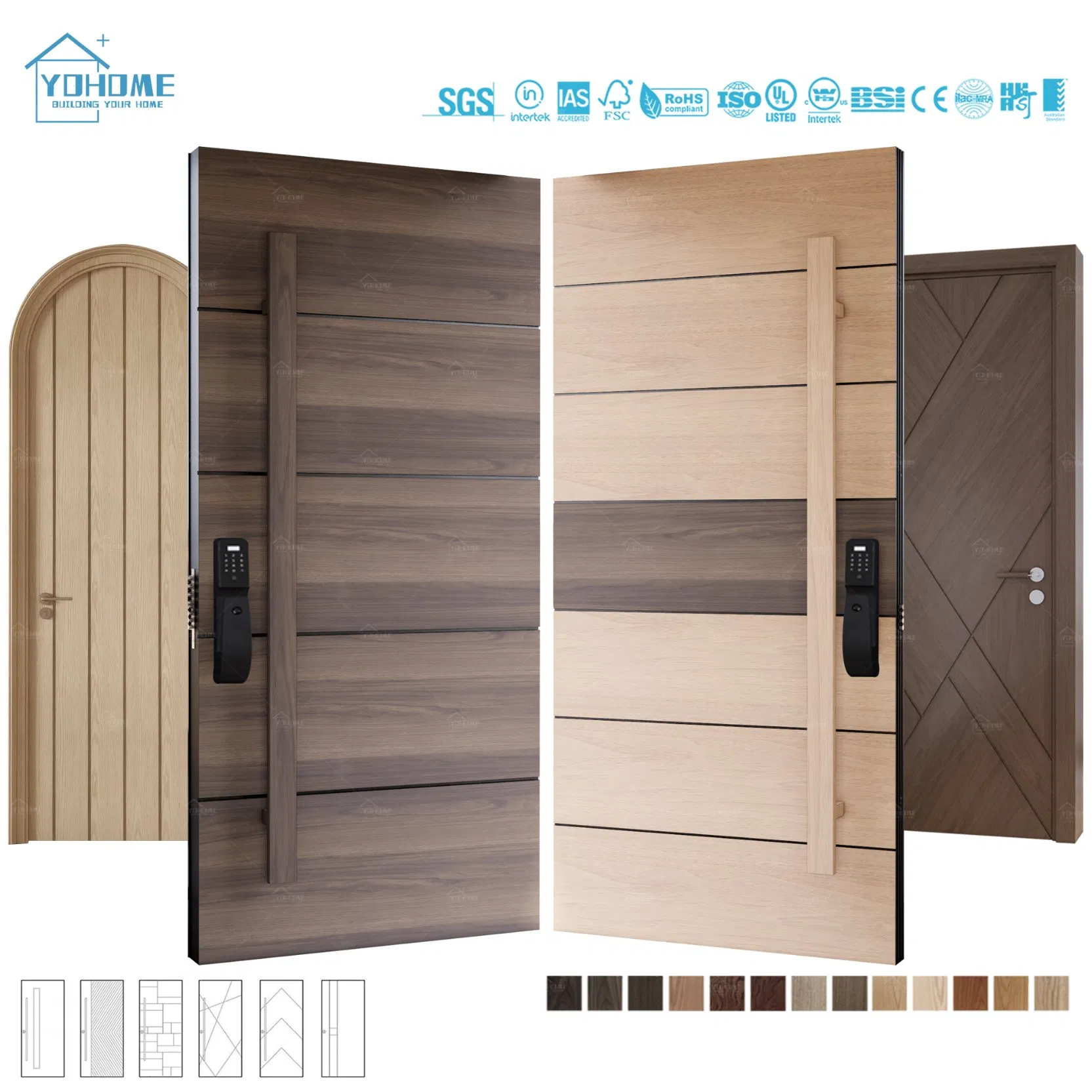 European Top Designer High End Entrance Front Doors for Houses Modern External Front Entry Doors Solid Wood Exterior Pivot Doors