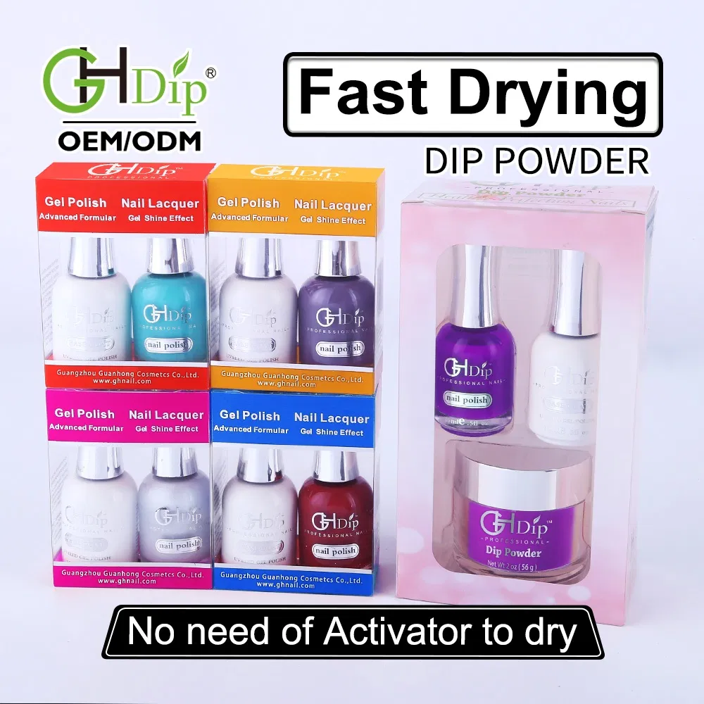 Purple Nail Fast Drying Dipping Powder 3 in 1 Color Match Gel Polish and Nail Lacquer