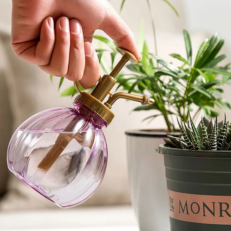Plastic Plant Spray Bottle Garden Watering Device Retro Brass Plant Flower Water Cans Bonsai Succulent Shower Sprinkling Tool