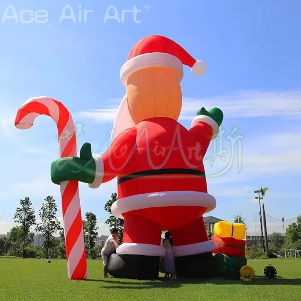 26FT Christmas Inflatable Santa Claus with Cindy Cane & Gift Boxes, Outdoor Blow up Giant Santa Inflatable Christmas Decoration