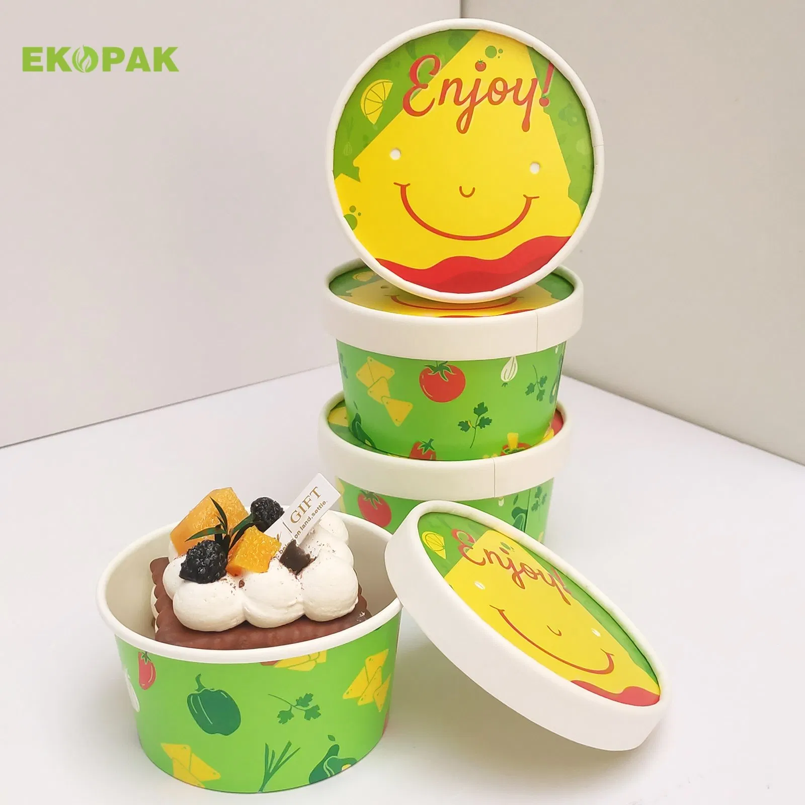 Disposable Frozen Yogurt Paper Cup Ice Cream Square Cup Packaging