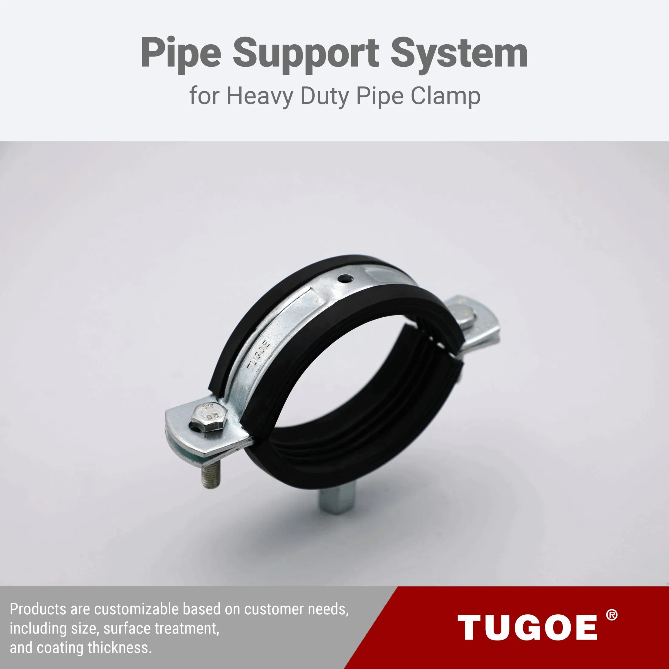 Factory Galvanizing 1-1/4" Heavy Duty Pipe Supporting Electricity Pipe Clamp with Rubber