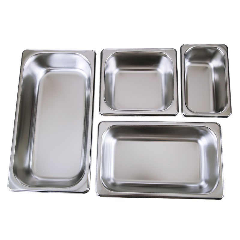 304 Stainless Steel Rectangular Food Pan with Lid Commercial Catering Storage Container Hot Food Holding Box for Meal Cart