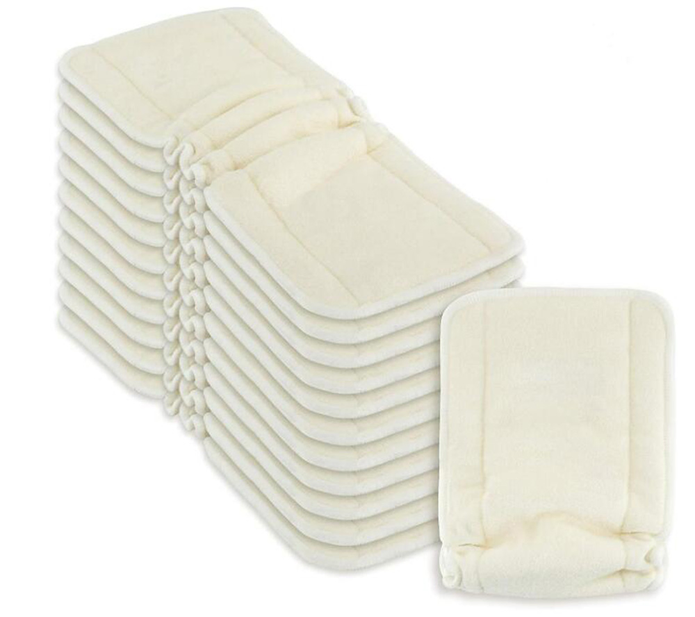 12 вкладышей для многоразовых подгузников, 4 слоя, бамбук