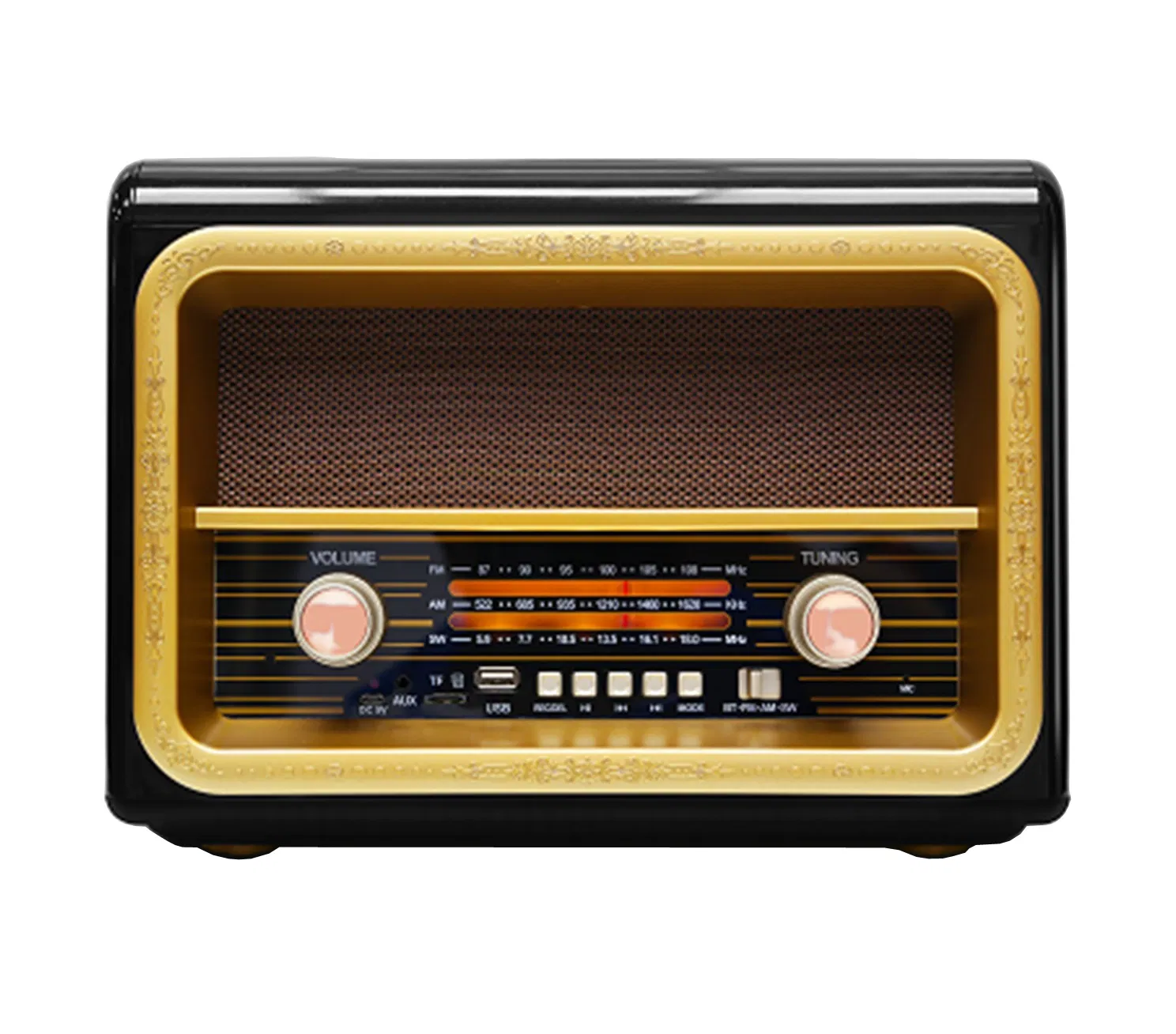 3-Bands Bluetooth Portable Radio USB TF Card MP3 Player Speaker Wooden Retro Radio