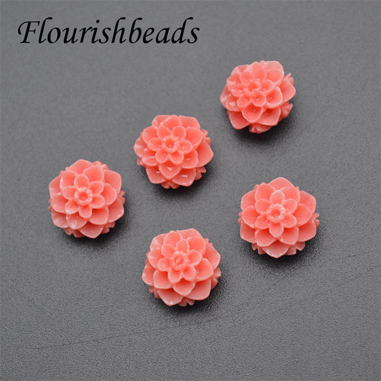 Blooming Flowers Shape 10mm 16mm Pink Resin Loose Beads for Jewelry Making
