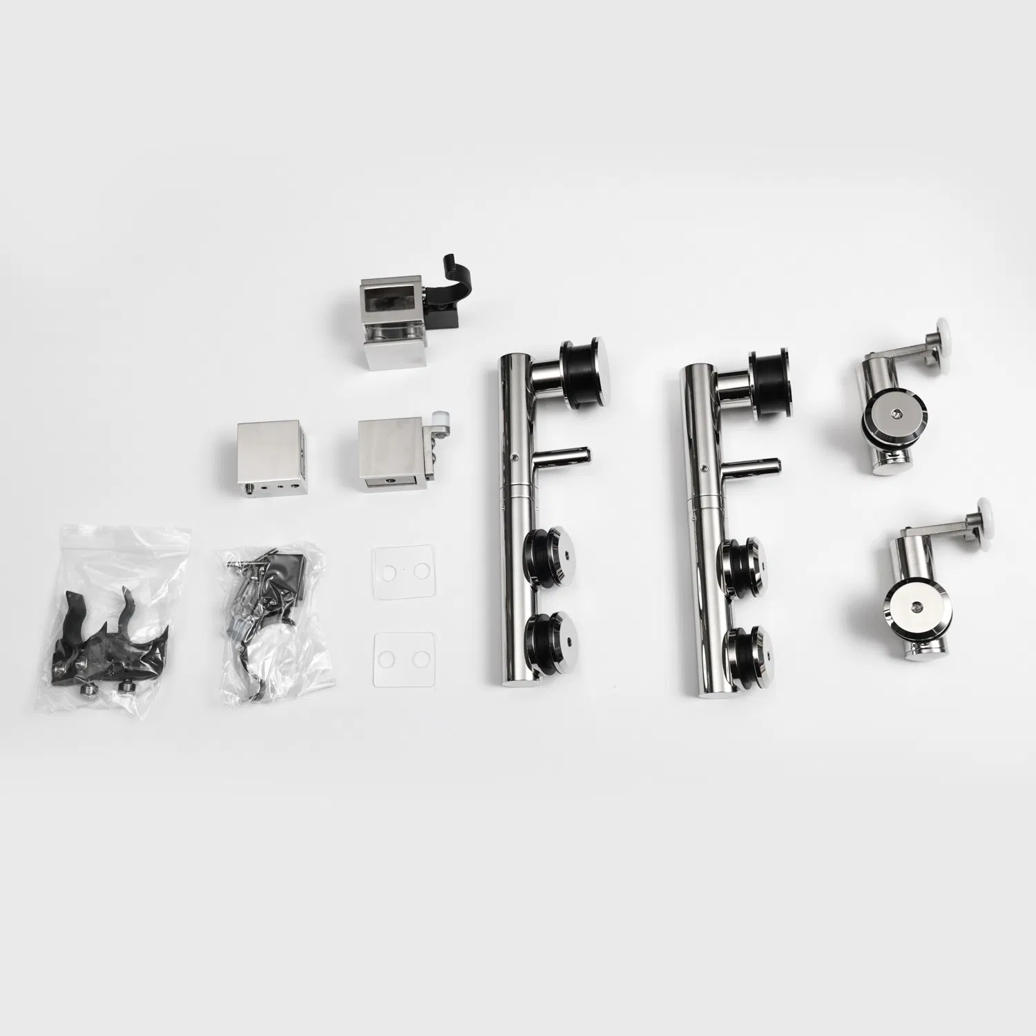 Luxury Sliding Shower Door Systems Hardware Whole Set Black Color Wholesale and Manufacturer for 90 Degree Frameless Door Bathroom Room Hardware