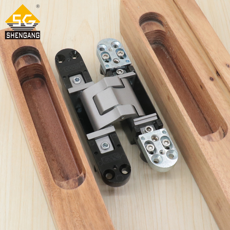 Silver Invisible Hidden Hinges Mortise Mount Invisible Concealed Cross Door Hinge for Folding Door Stainless Steel with Screws
