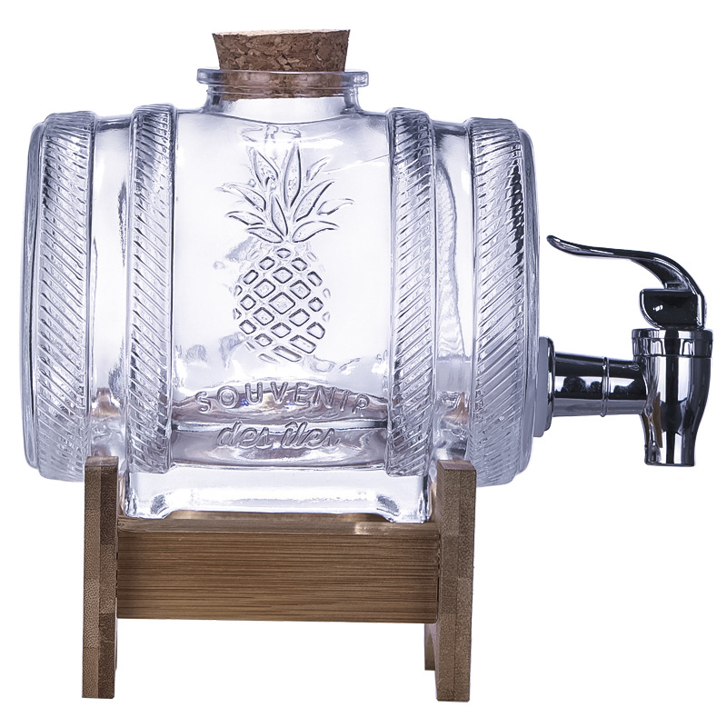 1gallon 2gallon 1000ml 2000ml Whiskey Decanter Glass Drinks Dispenser with Tap Drink Jar for Cold