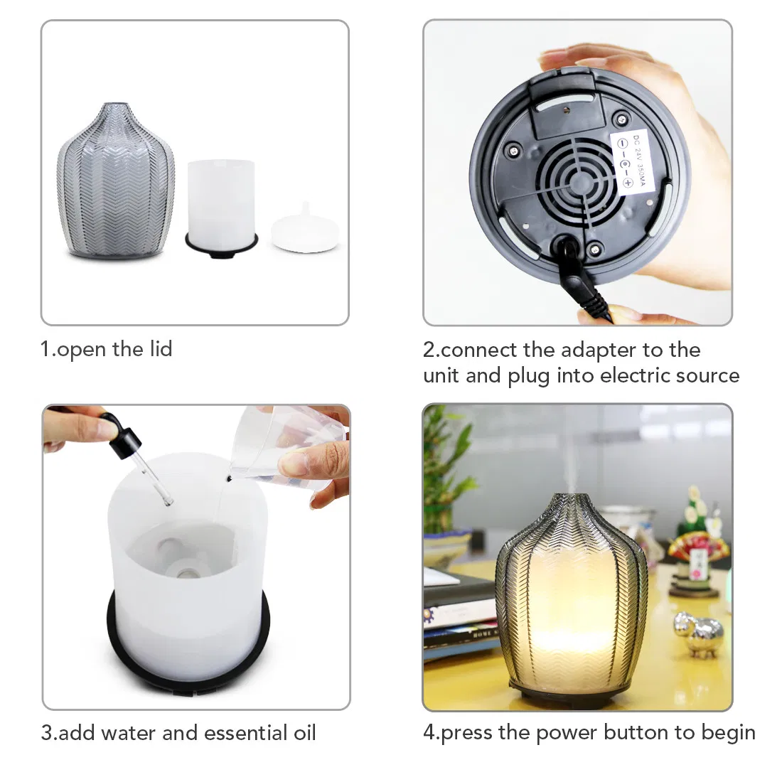 Good Quality Nice Aromatherapy Glass Portable Ultrasonic Cool Mist Essential Oil Aroma Diffuser Perfume Diffuser