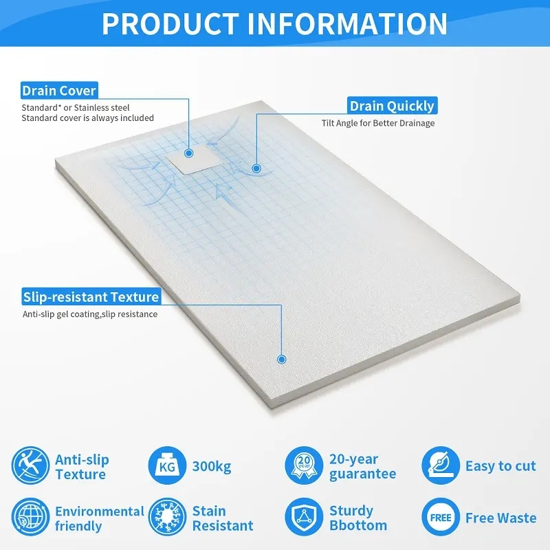 Wholesale Non-Slip Sustainable SMC Fiberglass Bathroom Shower Tray