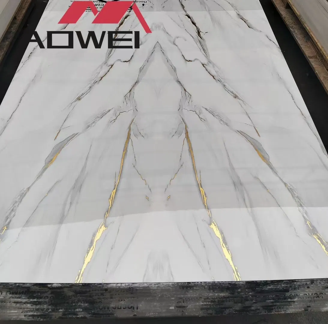 Premium High Gloss White Marble Laminate Panel with UV Shield