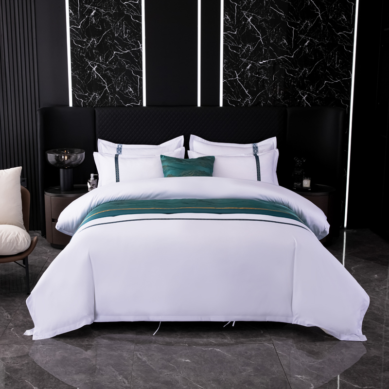 Textile Cotton Fabric Nantong Home Hotel White Bed Sheeting Linen Bedding Set