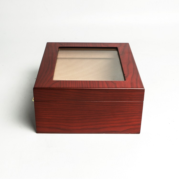 Portable Logo Laser Engraving Transparent Top Windproof Wood Humidor