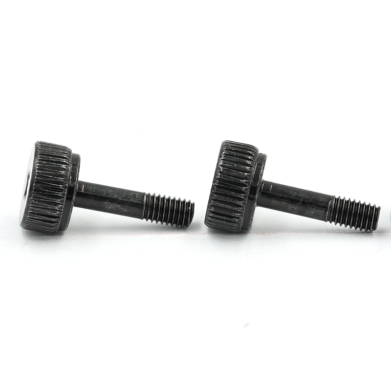 Factory Direct Sales Black Cheese Head Phillips Screw Flat Head Partial Thread Knurled Head Captive Screw